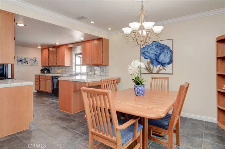 Large dining space is perfect for family meals, or large holiday gatherings.