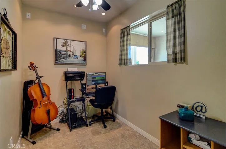 Separate office/music/gaming space in garage building.