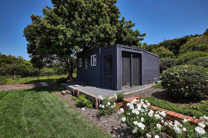 Opens to chicken coop and big chicken yard