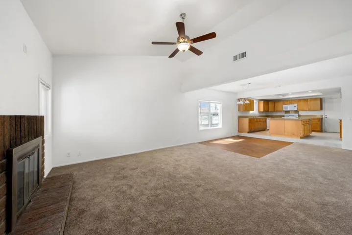 View of kitchen from living room area