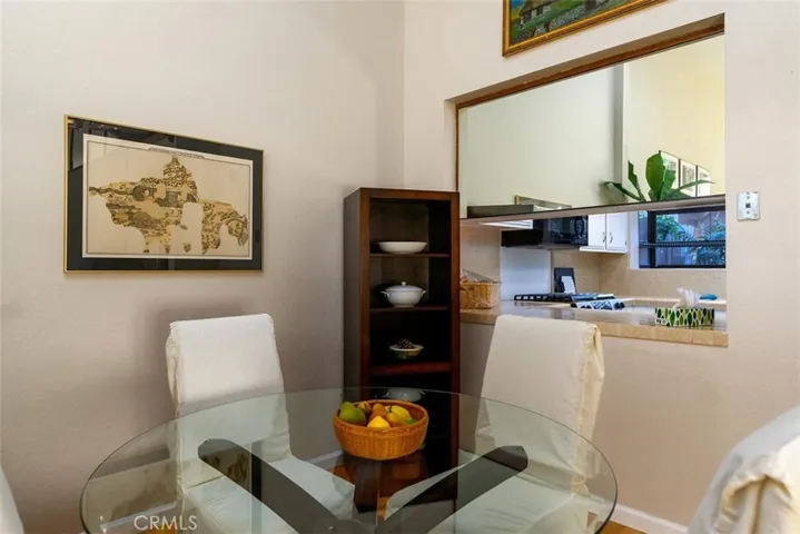 Dining area with a peek into the kitchen