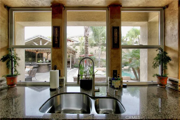 Nice view looking out to the backyard from the kitchen.