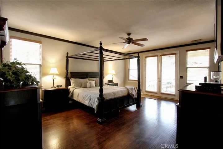 Master bedroom entry view and the double door entry to the outside patio.
