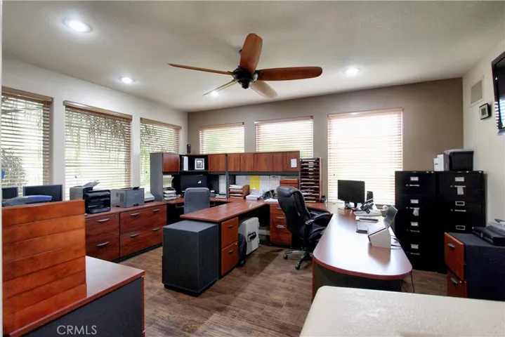 Loft area being used as a dual office.