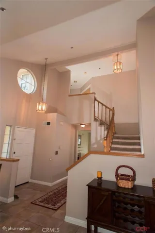 Unique vaulted ceilings..heading up stairs to bedrooms