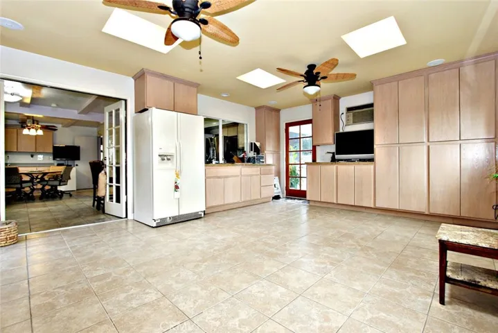 Build-in custom cabinets throughout family room.