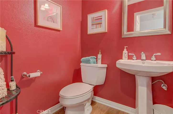Super convenient half bath is downstairs.