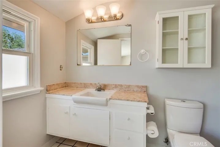 Master bathroom; also equipped with dual-flush, low-flow toilet.