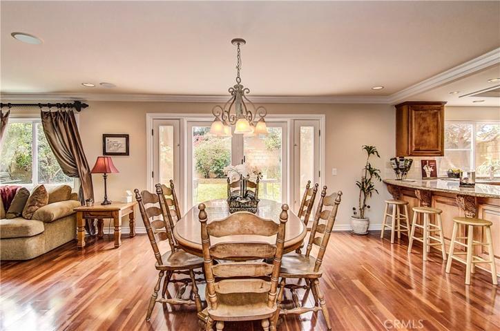 Flexible space for large family meals or additional seating...or pool table...or? Note lovely French doors with sidelights.