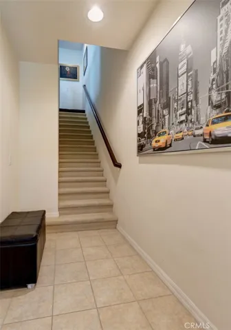 Entry stair, garage entry is to the left