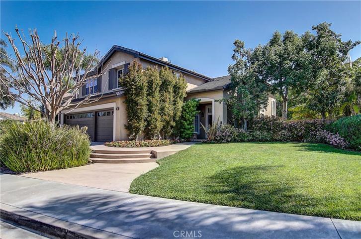 Stately curb appeal with sweeping lawn, mature landscape and covered entry porch.