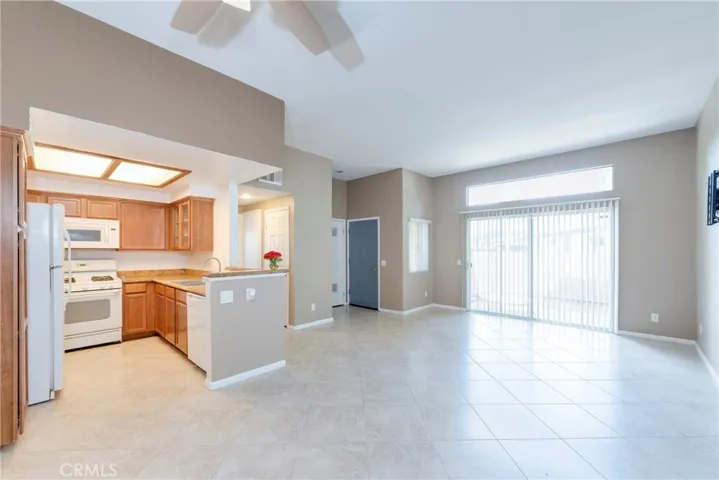 There is a large patio off of the living room that is the perfect spot to have your early morning coffee or afternoon barbaque.