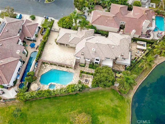 Overhead view of French country golf course estate.
