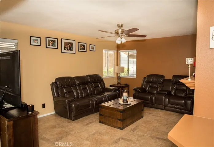 Living area with tile floors