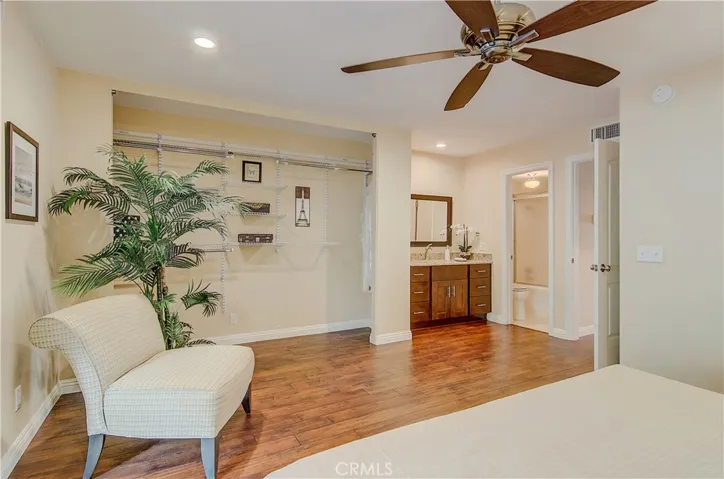 Master suite has oversize wardrobe closet and separate dressing/vanity area.