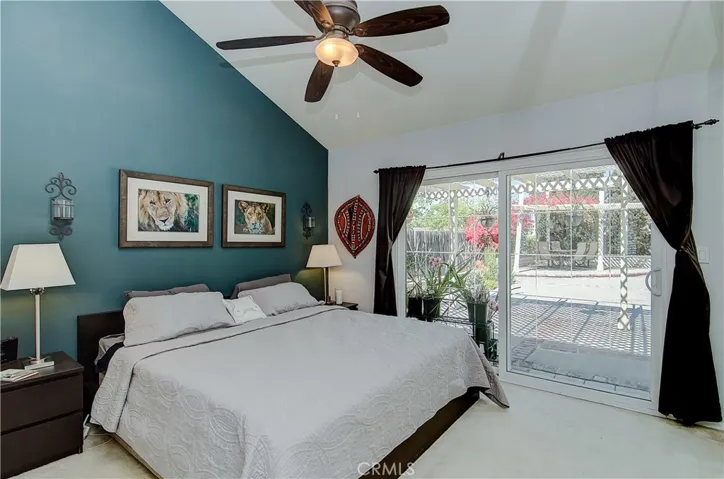 Master suite has room for king size bed, plus beautiful views of private rear yard....vaulted ceiling adds nice volume of space too.
