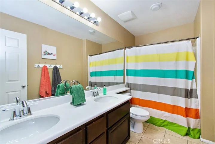 Upstairs full bath with dual sinks