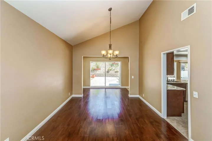 Spacious dining room for family gathering.