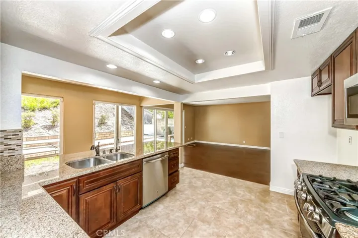 Kitchen opens to family room