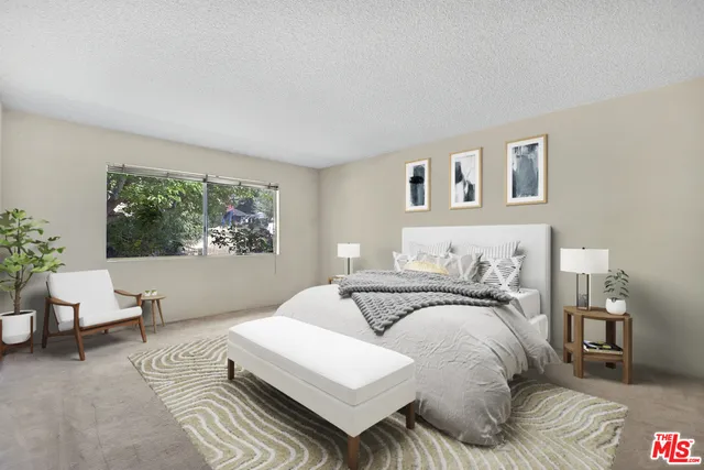 Virtually staged furniture in master bedroom
