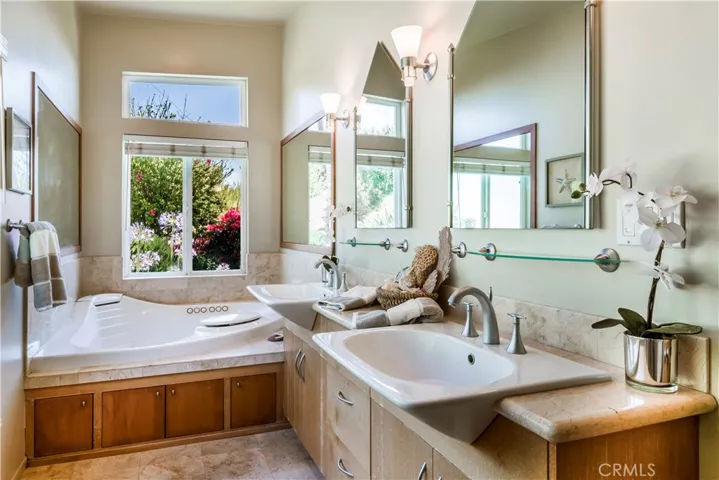 Master bath with spa tub and separate shower