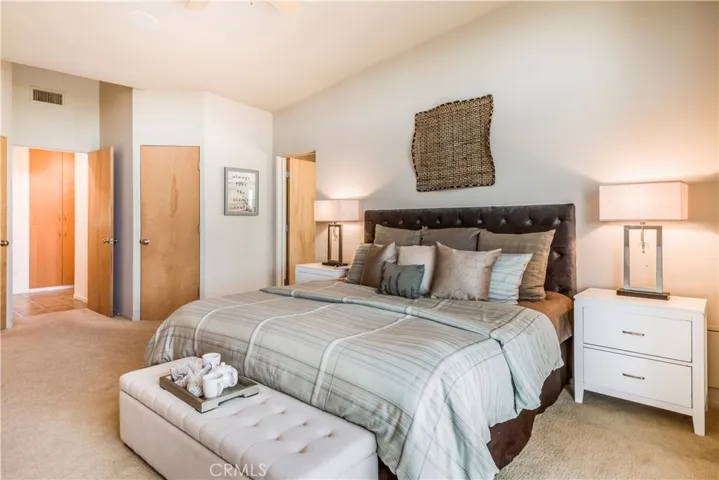 Master bedroom suite with 2 walk-in closets, fireplace and attached bath