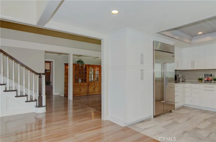 Living room, dining room and kitchen flow together nicely...