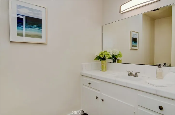 Crisp white details in the Master Bath. Newly glazed Shower and Door are opposite, just out of camera range.