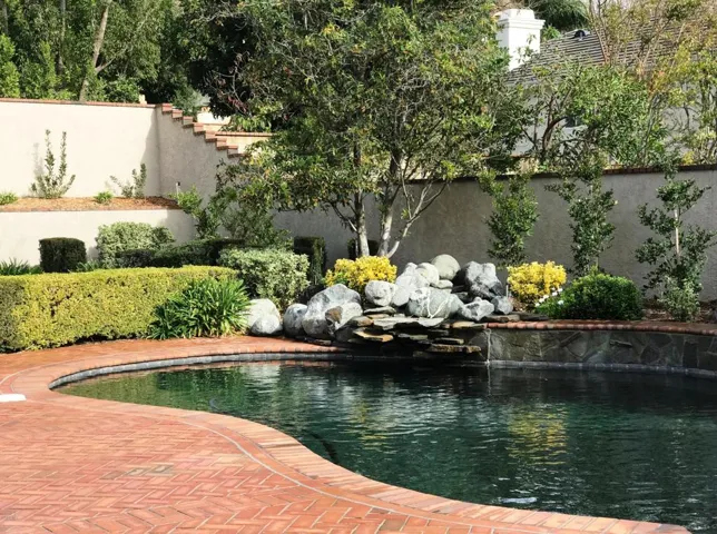 1 Backyard pool fountain