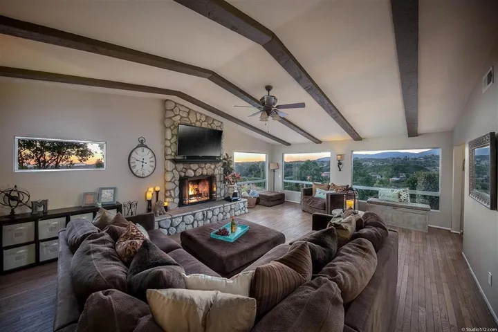 Wood burning floor to ceiling fire place