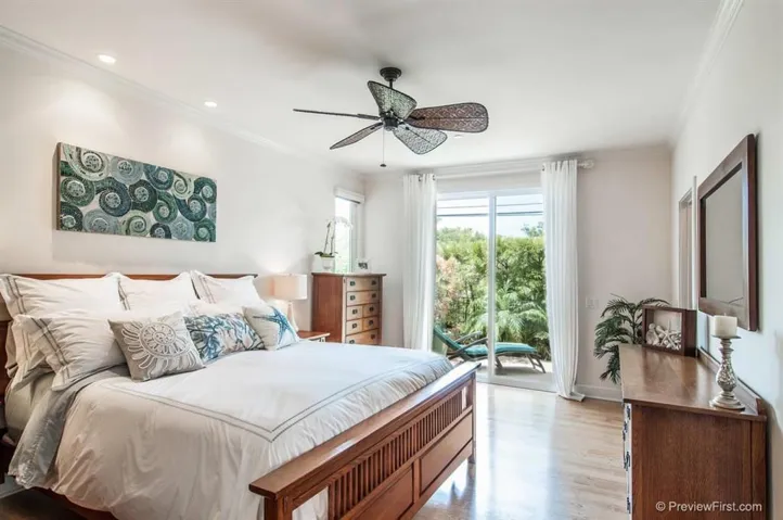 There is an entry level master bedroom with an ensuite bathroom, walk-in closet and a private patio.