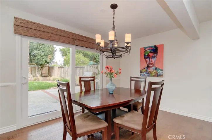 Dining area is perfect for cozy family meals, or can easily accommodate larger gatherings.