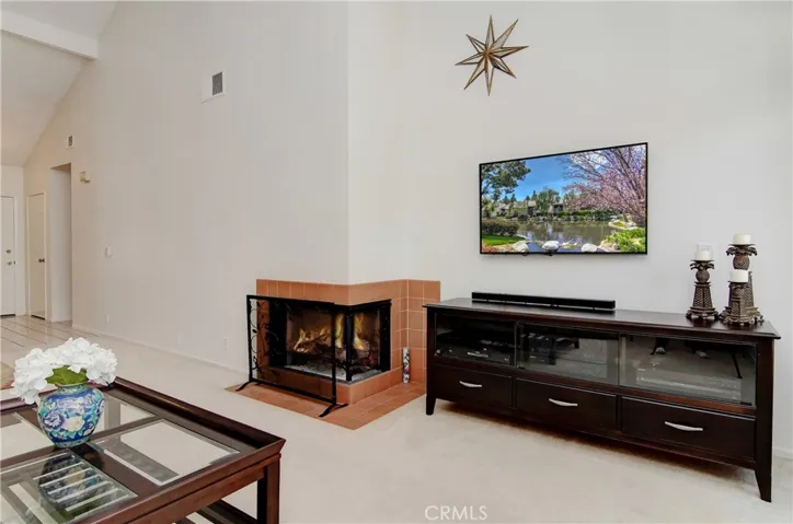 Cozy fireplace adds a nice warmth on cooler nights.