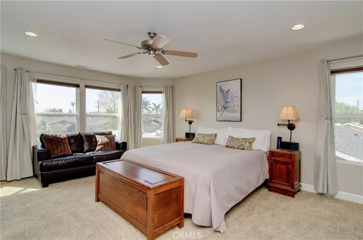 Upstairs master suite has everything you could want for relaxation at the end of a long day...bay window with sitting area, space for king size bed, two walk-in closets and spacious bath with spa tub...more five star accommodations here!