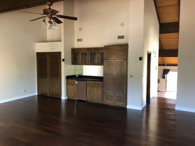 Another view of the Great Room.  Includes small refrigerator and built in storage.