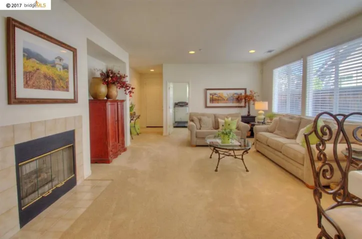 Huge family room with fireplace & view of kitchen!