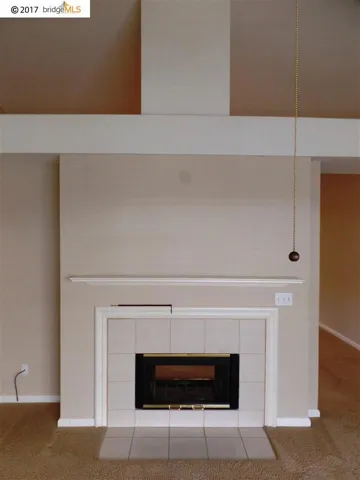 Family room fireplace view