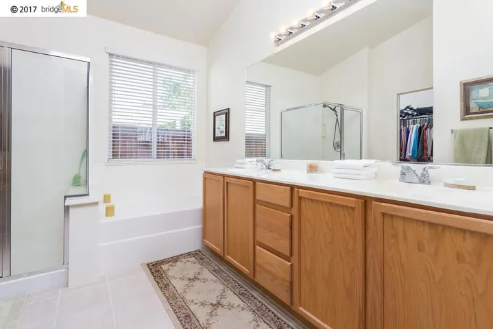 With walk in closet, separate tub and shower