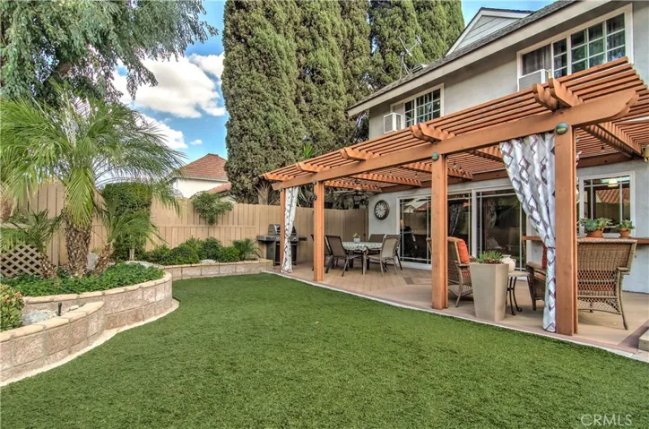 Artificial turf, drought-tolerant landscape, Trex deck, patio cover, we can keep going on and on about this yard.