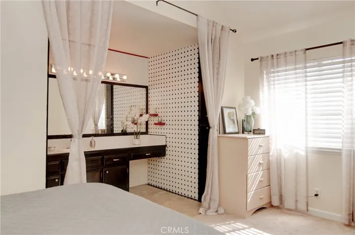 Spacious vanity/dressing area, vaulted ceiling and enough room for nice sitting area in this large master suite.