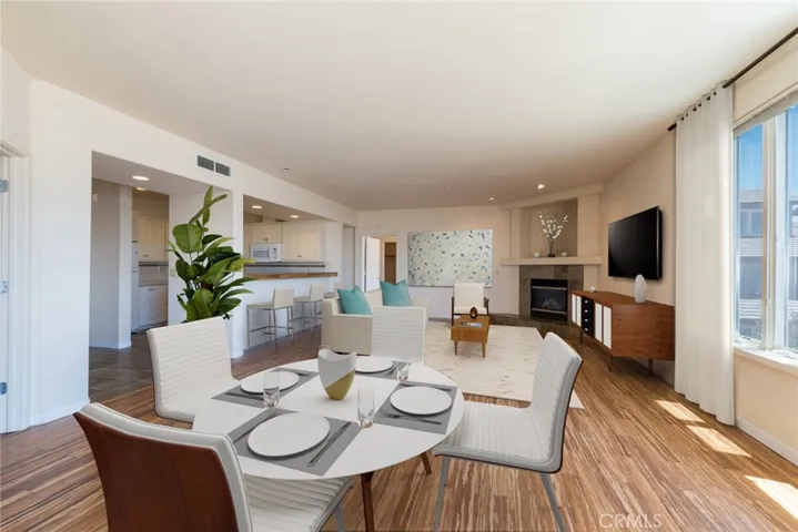 Virtually staged ocean view living room.