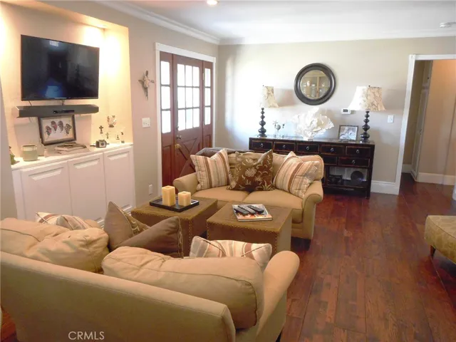Living Room with Bamboo Flooring and removed fireplace