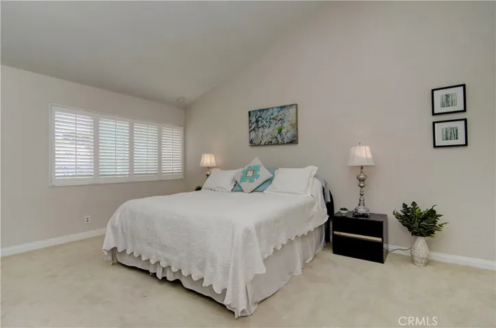 Spacious master suite with vaulted ceiling.