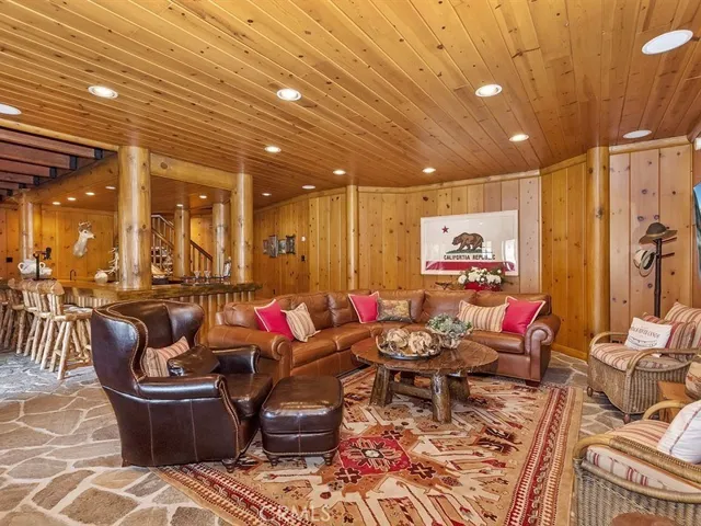 Family room has adjacent bar for entertaining