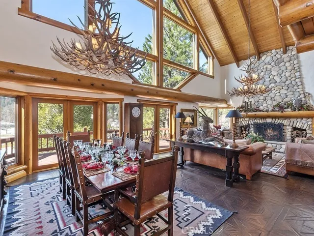 Great Room with adjoining spacious dining area looks out to the golf course