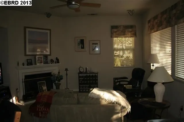 Shows fireplace, loads of natural lighting.