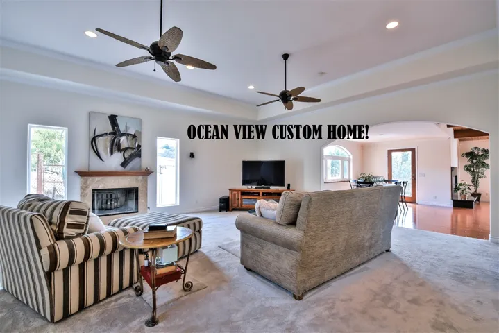 11' ceilings and surround sound and 2 ceiling fans.. Don't forget the Ocean Views from this room too.