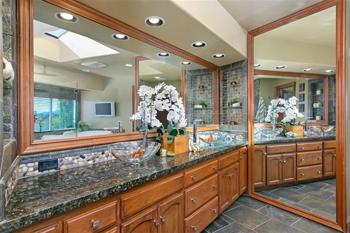 Custom vanity with plenty of storage.