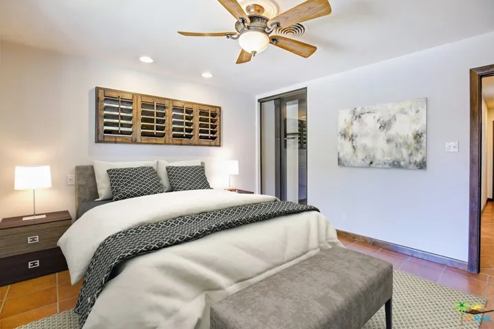 Virtually staged second bedroom with gla