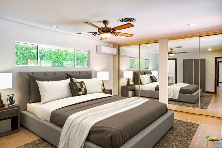 Virtually staged master bedroom with add